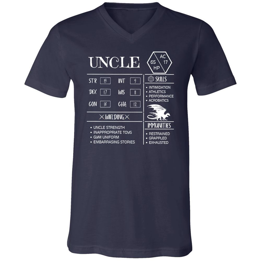 Uncle Stats 2 Unisex V-Neck T-Shirt - Navy - 2
