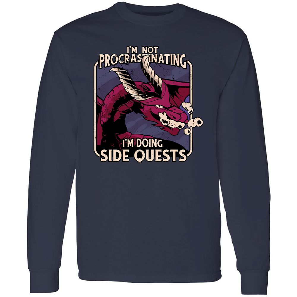 Doing Side Quests Long Sleeve T-Shirt - Navy - 2