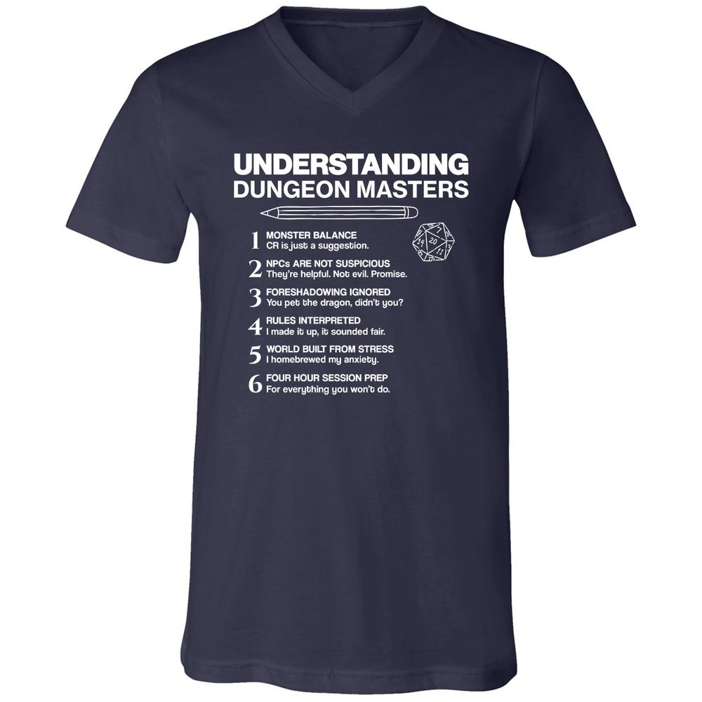 Understanding Dungeon Masters Unisex V-Neck T-Shirt - Navy - 2