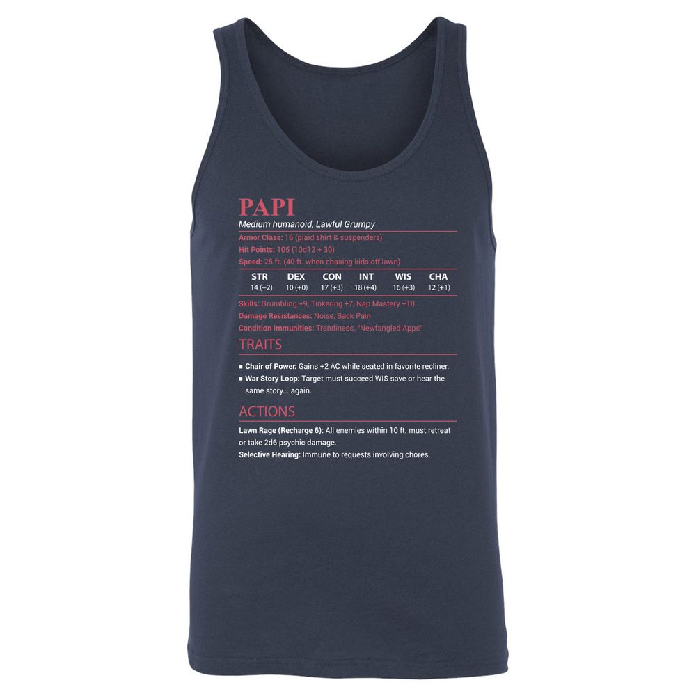 Papi Stats Unisex Jersey Tank - Navy - 2