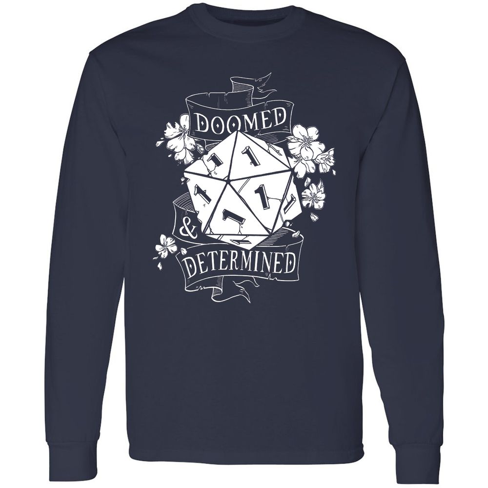 Doomed Determined Long Sleeve T-Shirt - Navy - 2