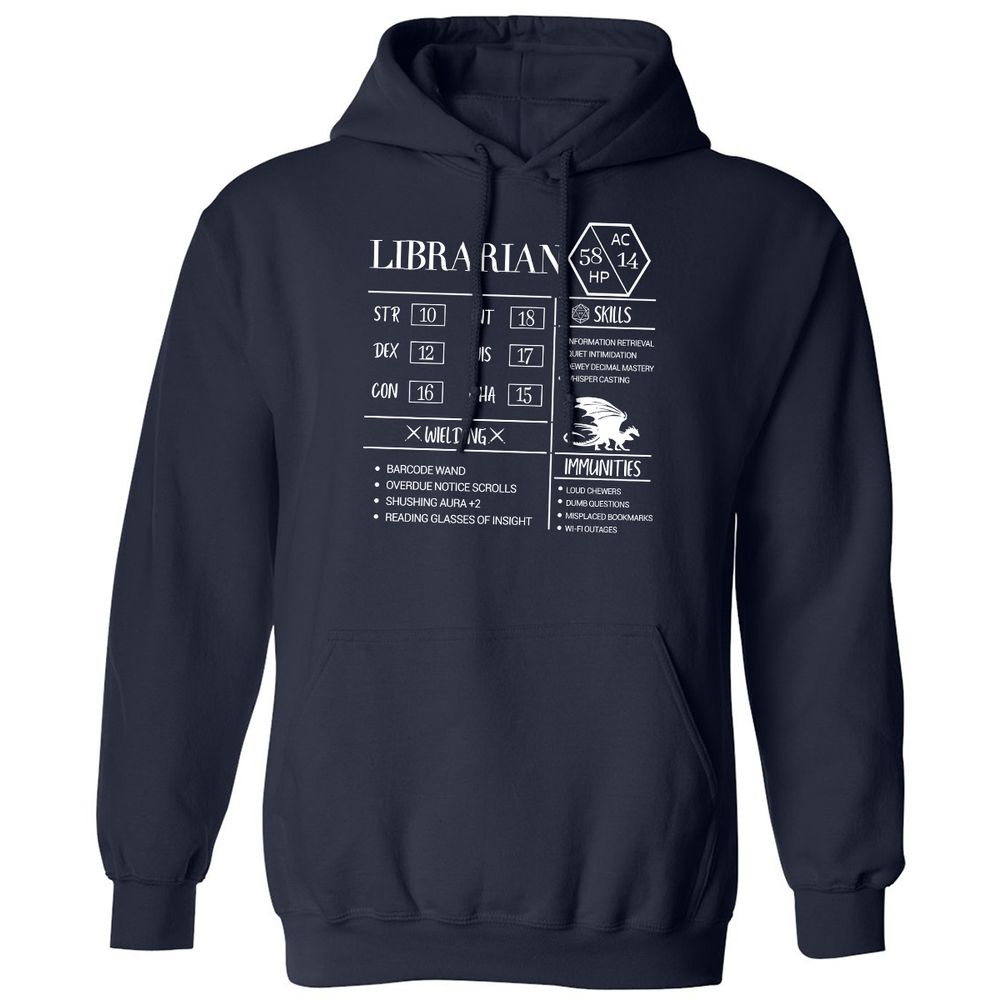 Librarian New Classic Unisex Hoodie - Navy - 2