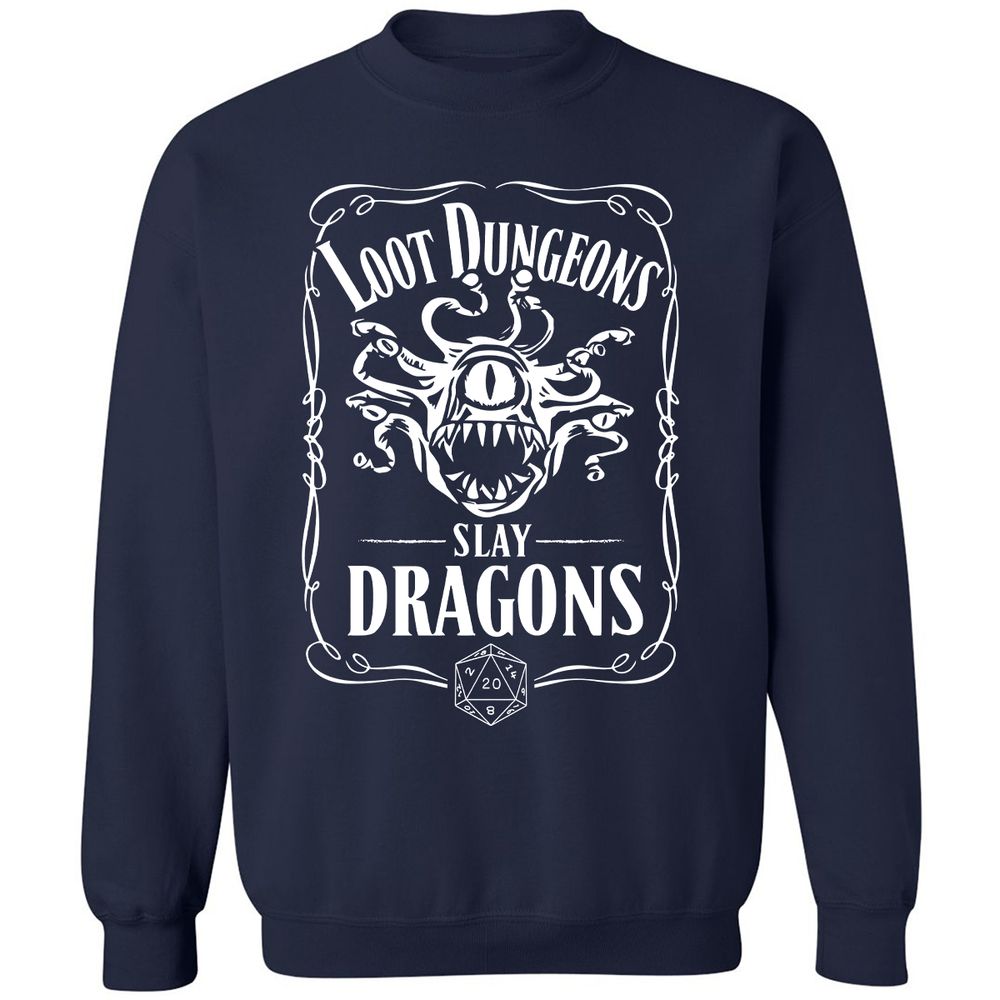 Loot Dungeon Slay Dragons Classic Unisex Sweatshirt - Navy - 2