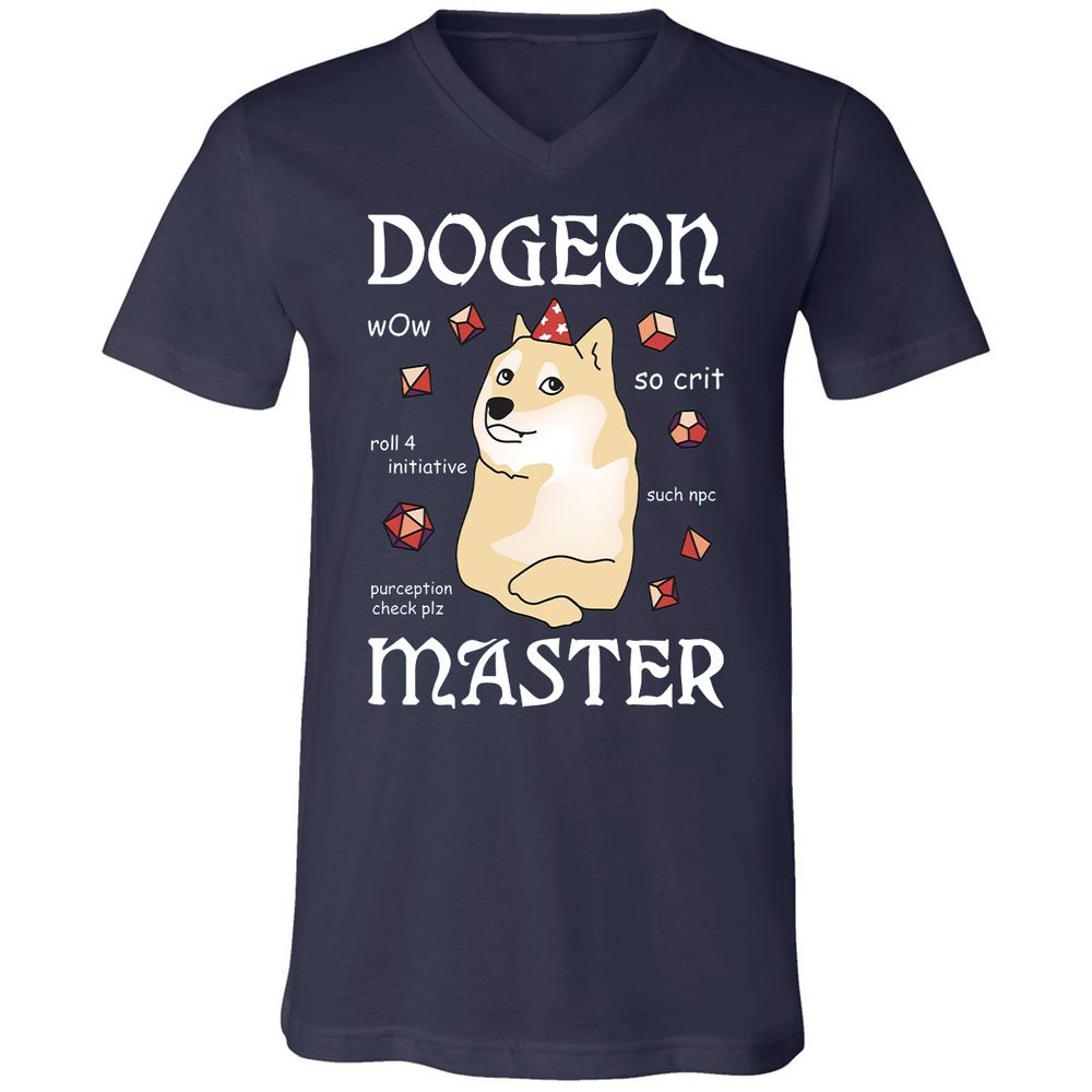 Dogeon Master Unisex V-Neck T-Shirt - Navy - 2