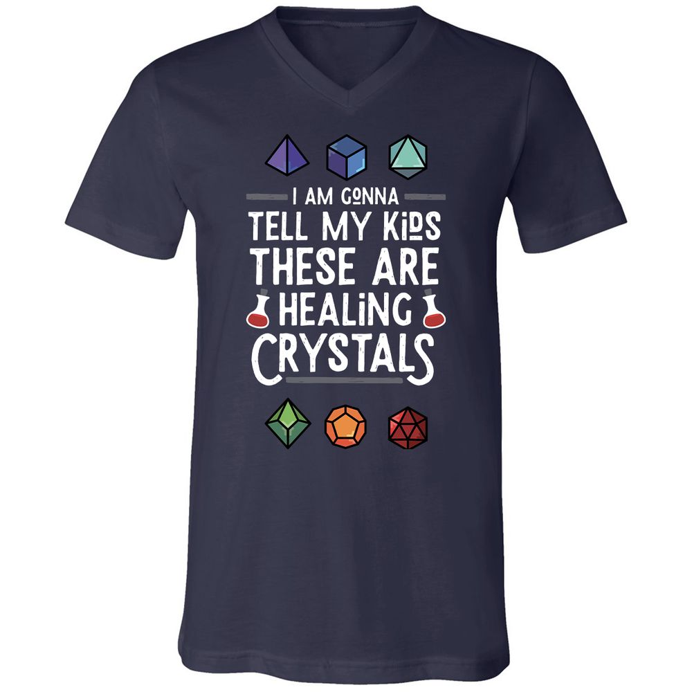 Healing Crystals Unisex V-Neck T-Shirt - Navy - 2