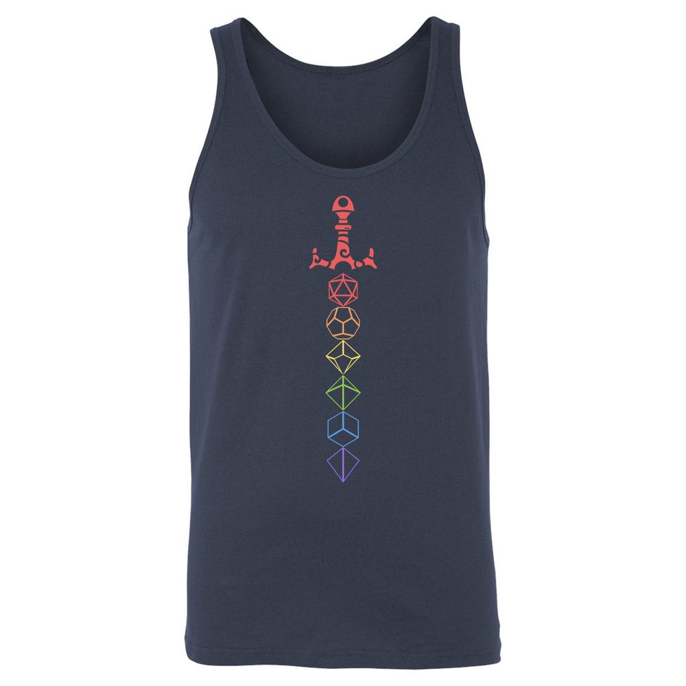 Rainbow Dice Sword LGBT Unisex Jersey Tank - Navy - 2