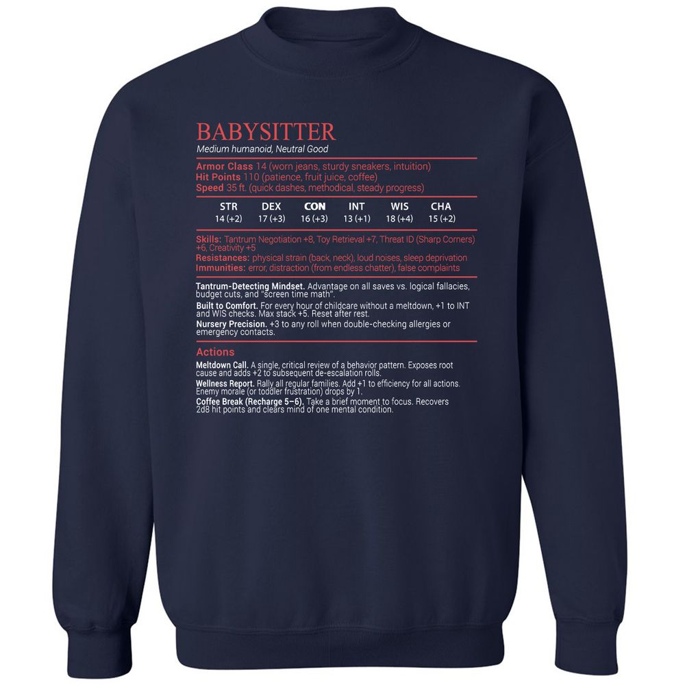 Baby Sitter Stats Block - Navy - 2