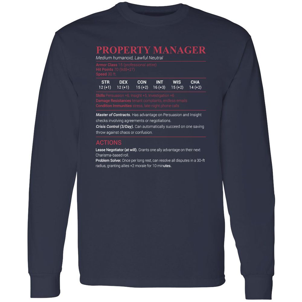 Property Manager Long Sleeve T-Shirt - Navy - 2