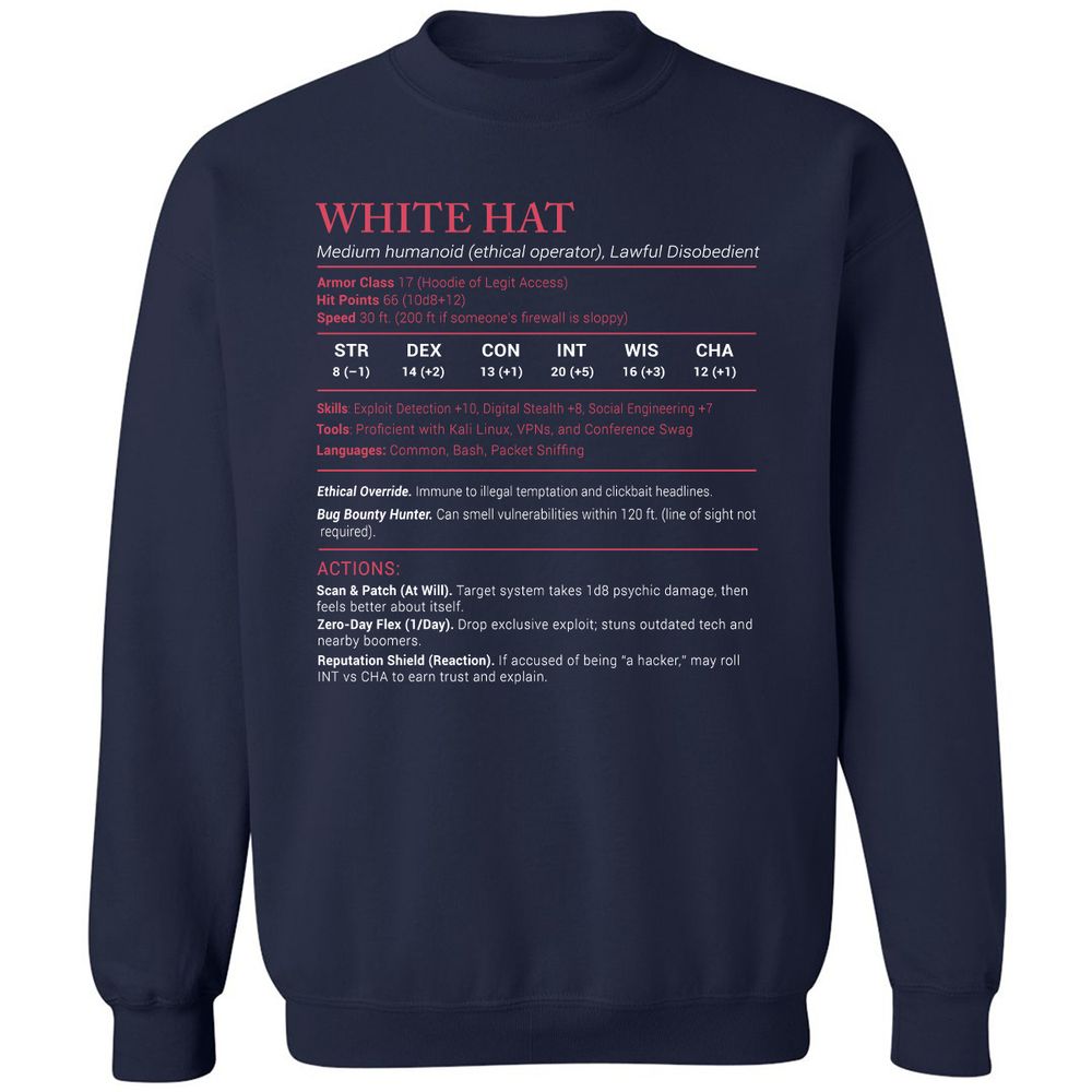 White Hat Stats Classic Unisex Sweatshirt - Navy - 2