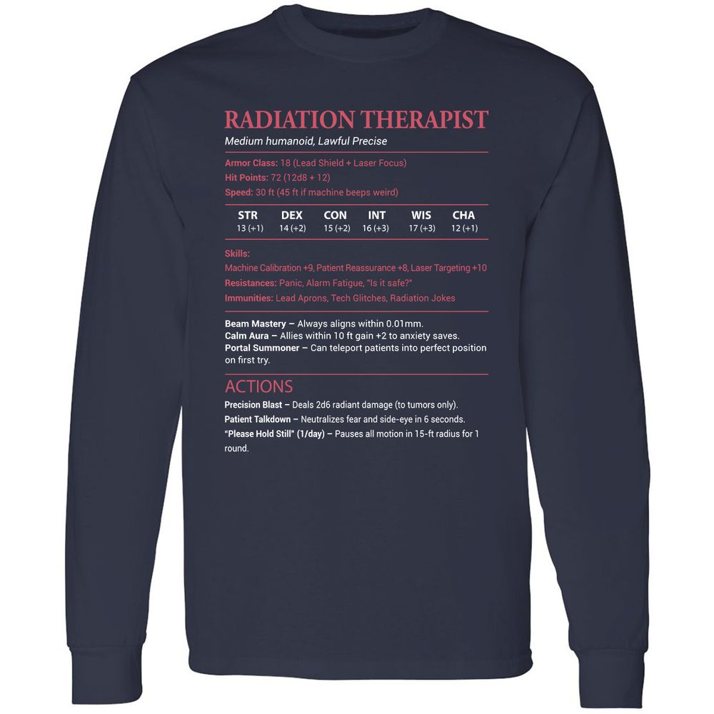 Radiation Therapist Long Sleeve T-Shirt - Navy - 2