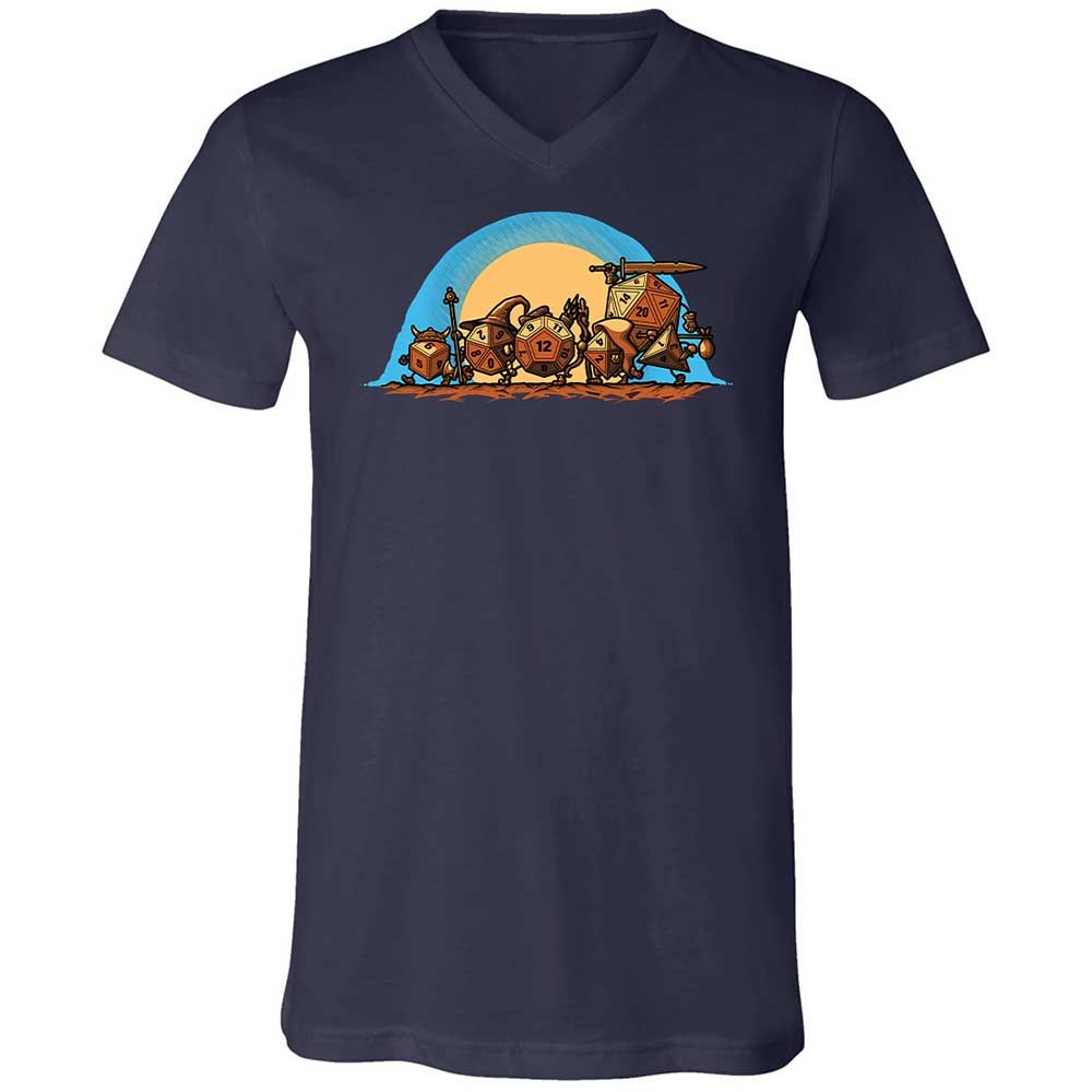 The Fellowship Of The Dice Unisex V-Neck T-Shirt - Navy - 2