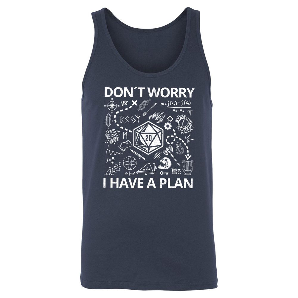 Don't Worry I Have A Plan Unisex Jersey Tank - Navy - 2