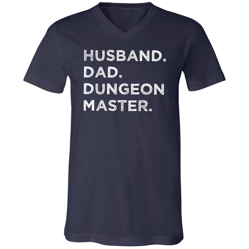 Husband Dad Dungeon Master Unisex V-Neck T-Shirt - Navy - 2
