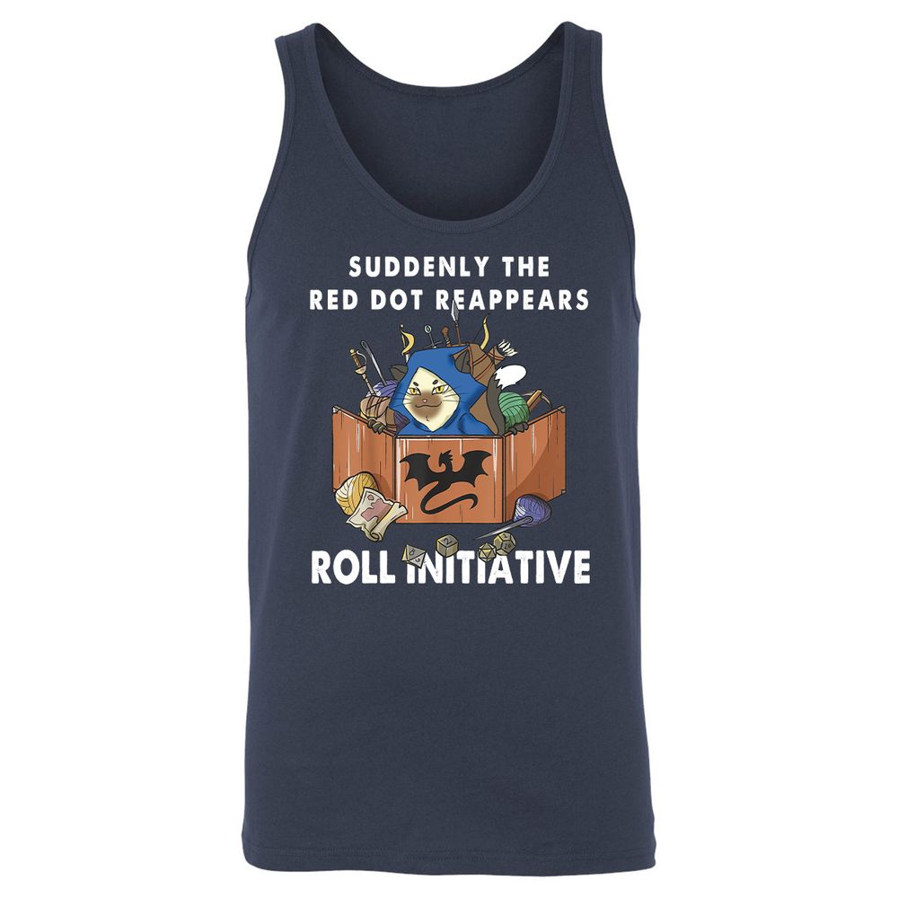 Suddenly The Red Dot Reappears Roll Initiative Unisex Jersey Tank - Navy - 2