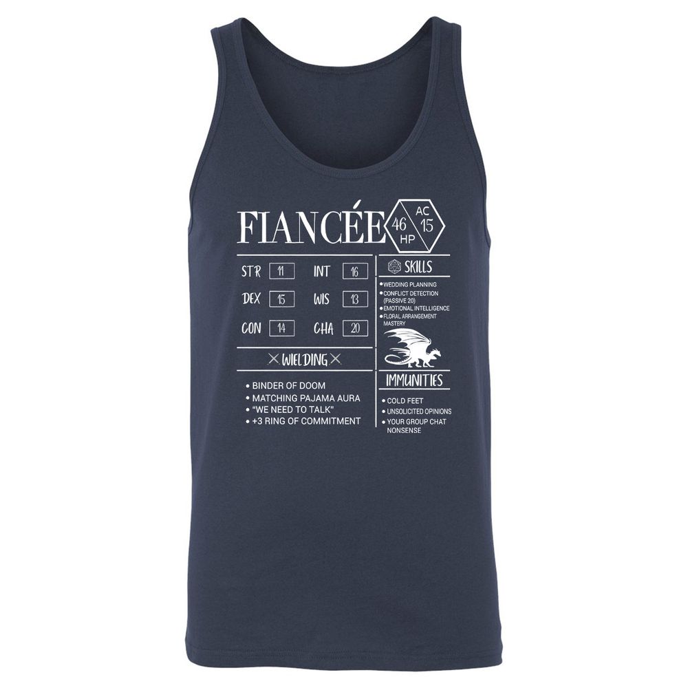 Fiancee Stats Unisex Jersey Tank - Navy - 2