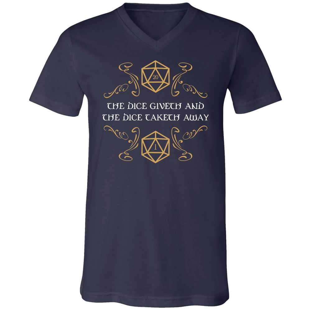 The Dice Giveth and Taketh Away Natural 20 and Critical Fail Unisex V-Neck T-Shirt - Navy - 2