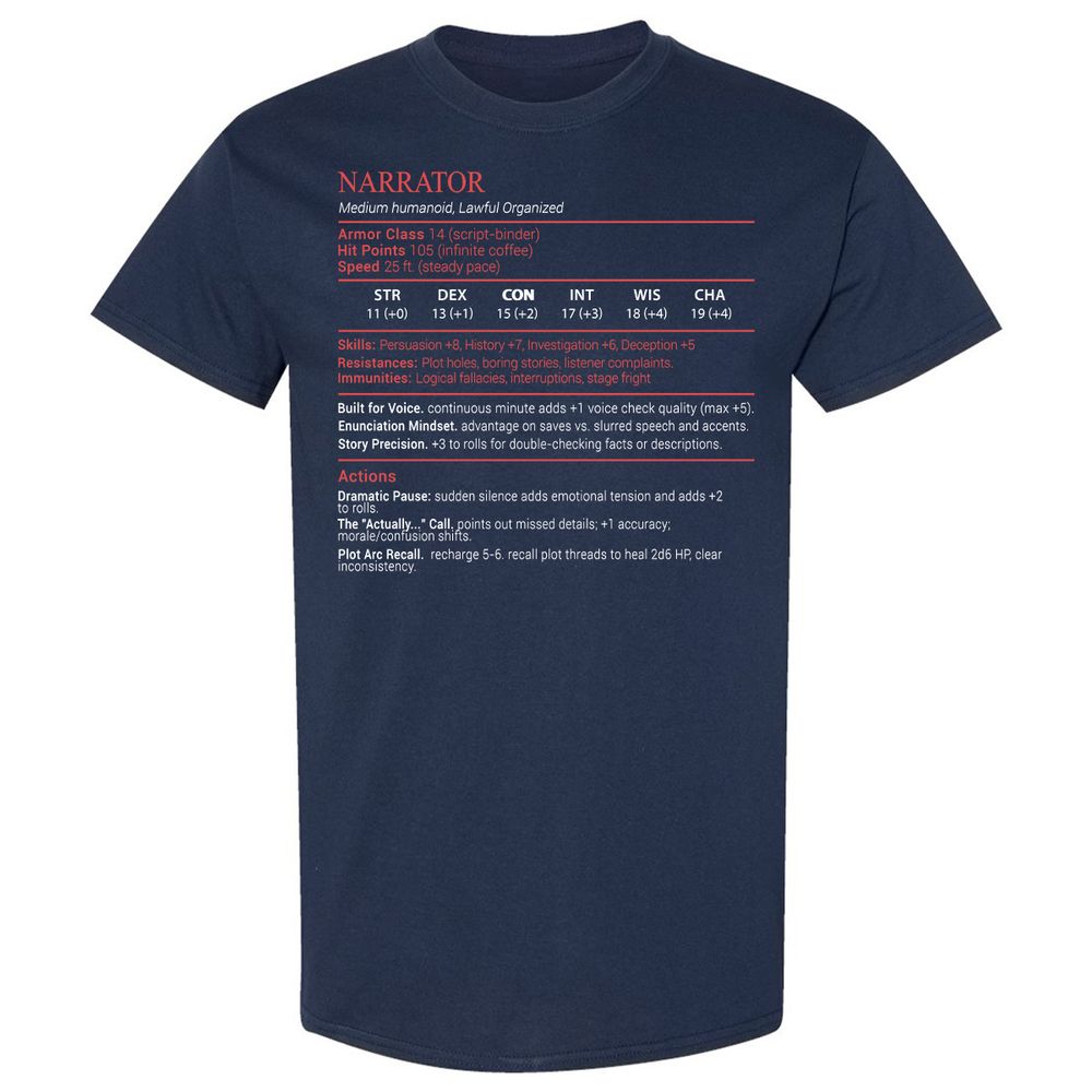 Narrator Stats Block - Navy - 2