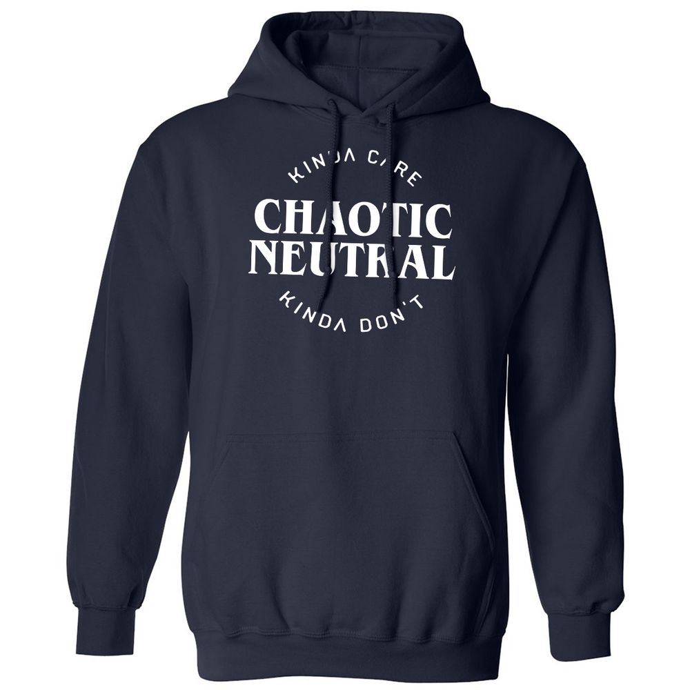 Chaotic Neutral Alignment Kinda Care Kinda Don't Classic Unisex Hoodie - Navy - 2