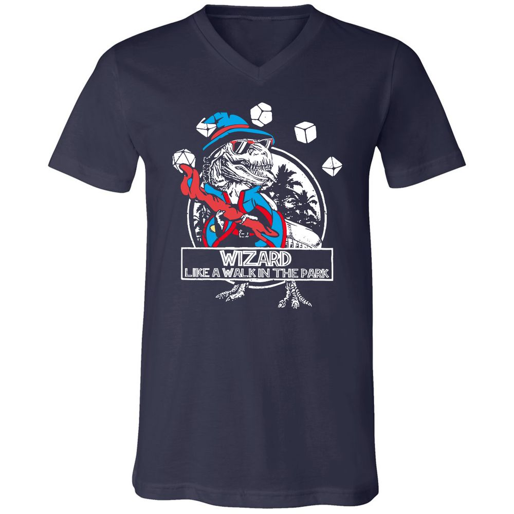 Wizard Like The Walk In The Park Unisex V-Neck T-Shirt - Navy - 2
