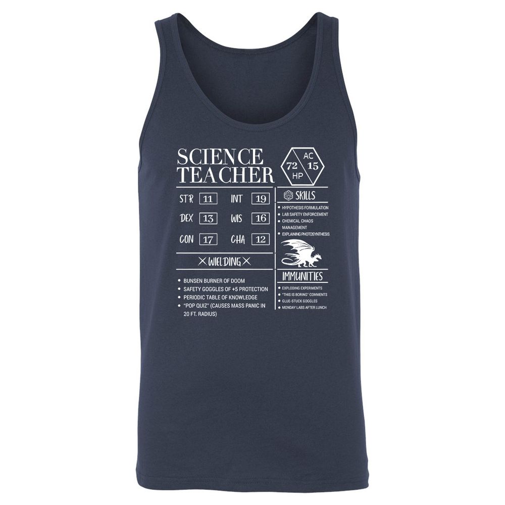 Science Teacher New Unisex Jersey Tank - Navy - 2