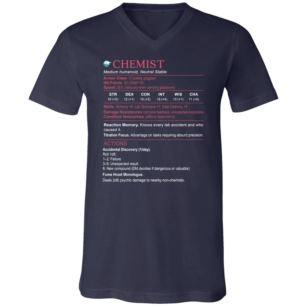 Chemist Stats Unisex V-Neck T-Shirt - Navy - 2