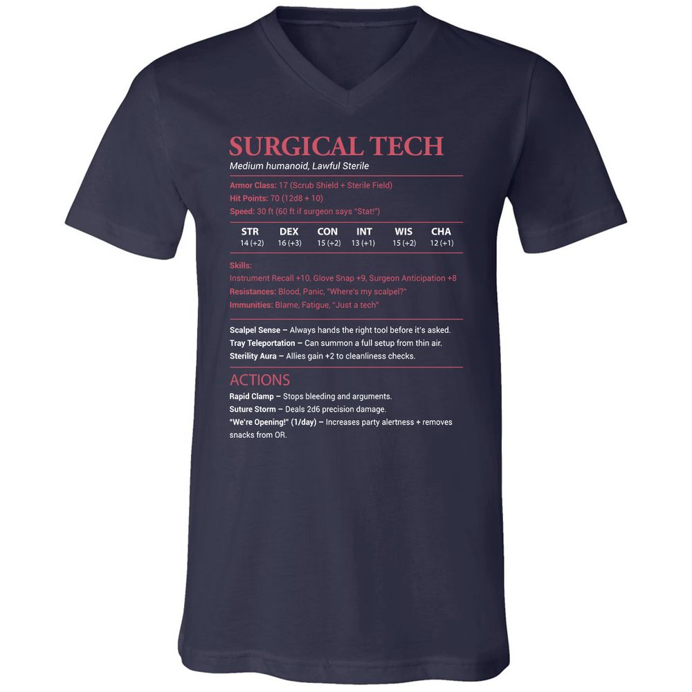 Surgical Tech Unisex V-Neck T-Shirt - Navy - 2