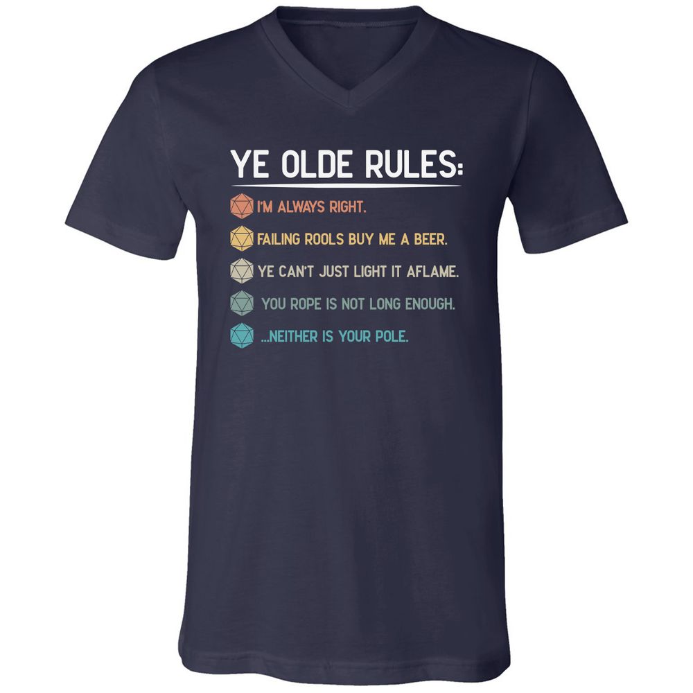 Dungeon Master Rules – Ye Olde RPG Unisex V-Neck T-Shirt - Navy - 2