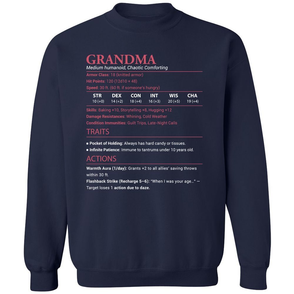 Grandma Stats Classic Unisex Sweatshirt - Navy - 2