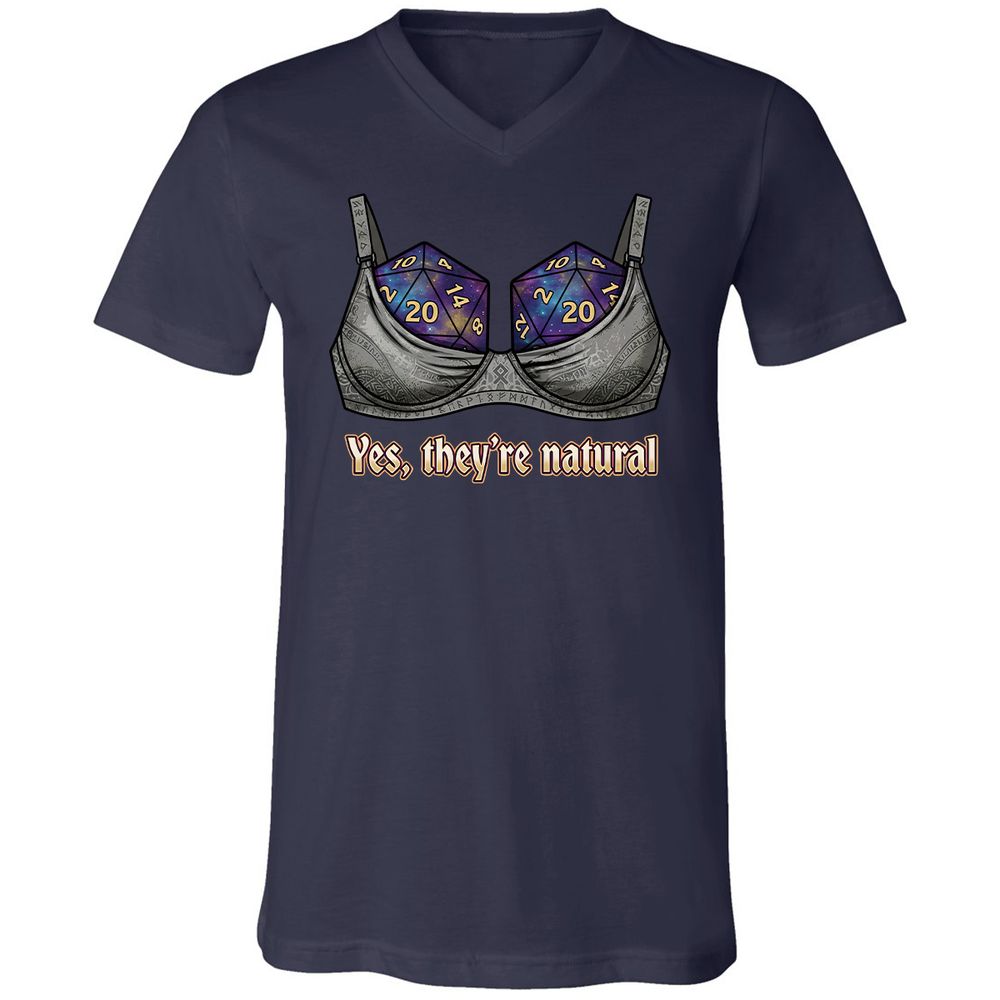 They Are Natural Nat20 Unisex V-Neck T-Shirt - Navy - 2