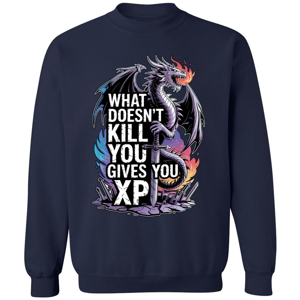 What Doesn't Kill You Dragon Classic Unisex Sweatshirt - Navy - 2