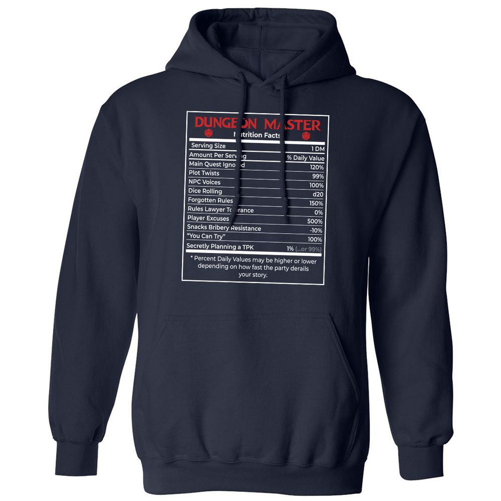 Dungeon Master Nutrition Facts Classic Unisex Hoodie - Navy - 2