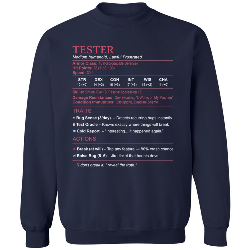 Tester Stats Classic Unisex Sweatshirt - Navy - 2