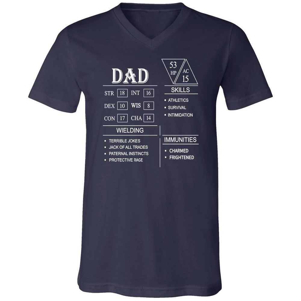 Dad Stat Block Unisex V-Neck T-Shirt - Navy - 2