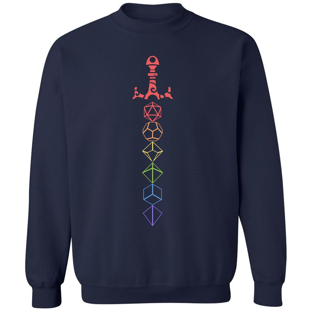 Rainbow Dice Sword LGBT Classic Unisex Sweatshirt - Navy - 2