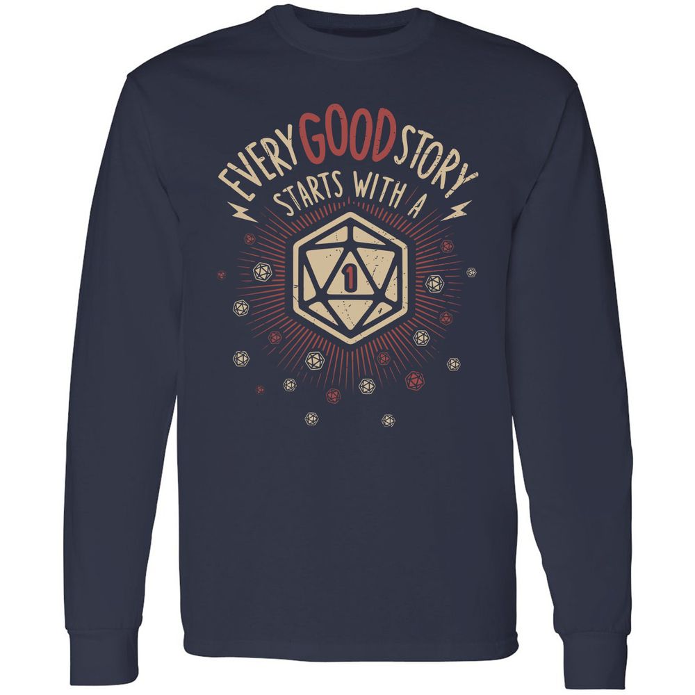 Good Story Starts With A 1 Long Sleeve T-Shirt - Navy - 2