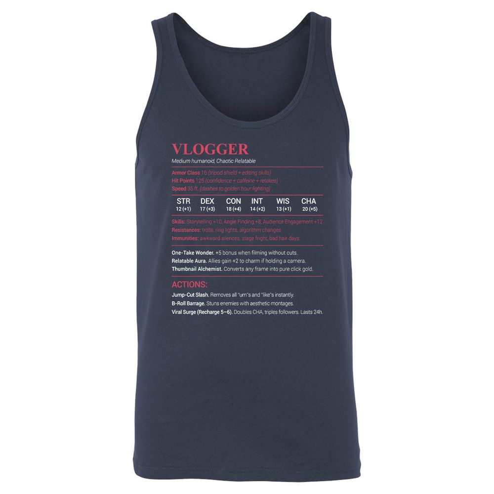 Vlogger Unisex Jersey Tank - Navy - 2
