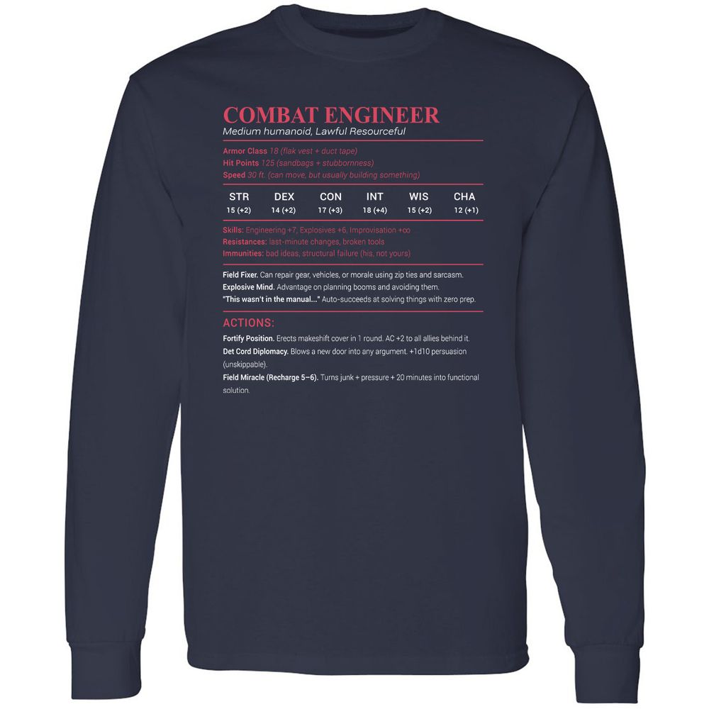 Combat Engineer Long Sleeve T-Shirt - Navy - 2