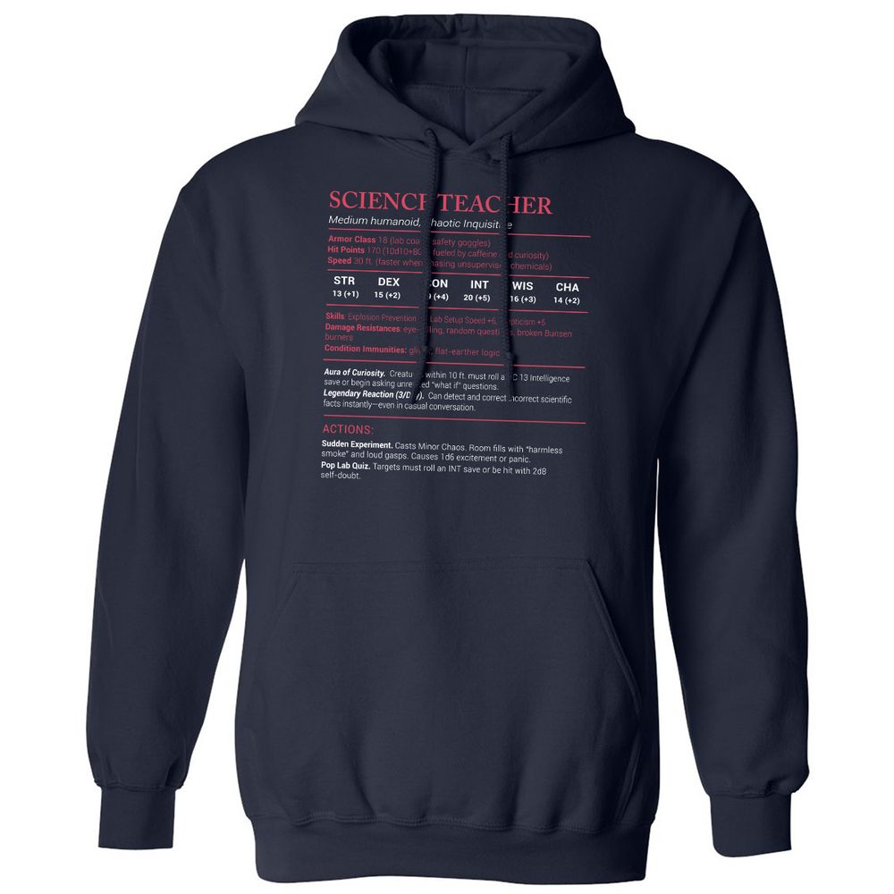 Science Teacher Stats Classic Unisex Hoodie - Navy - 2