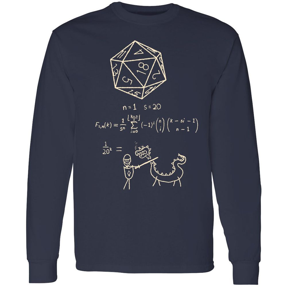Science Of20 Sided Dice Long Sleeve T-Shirt - Navy - 2