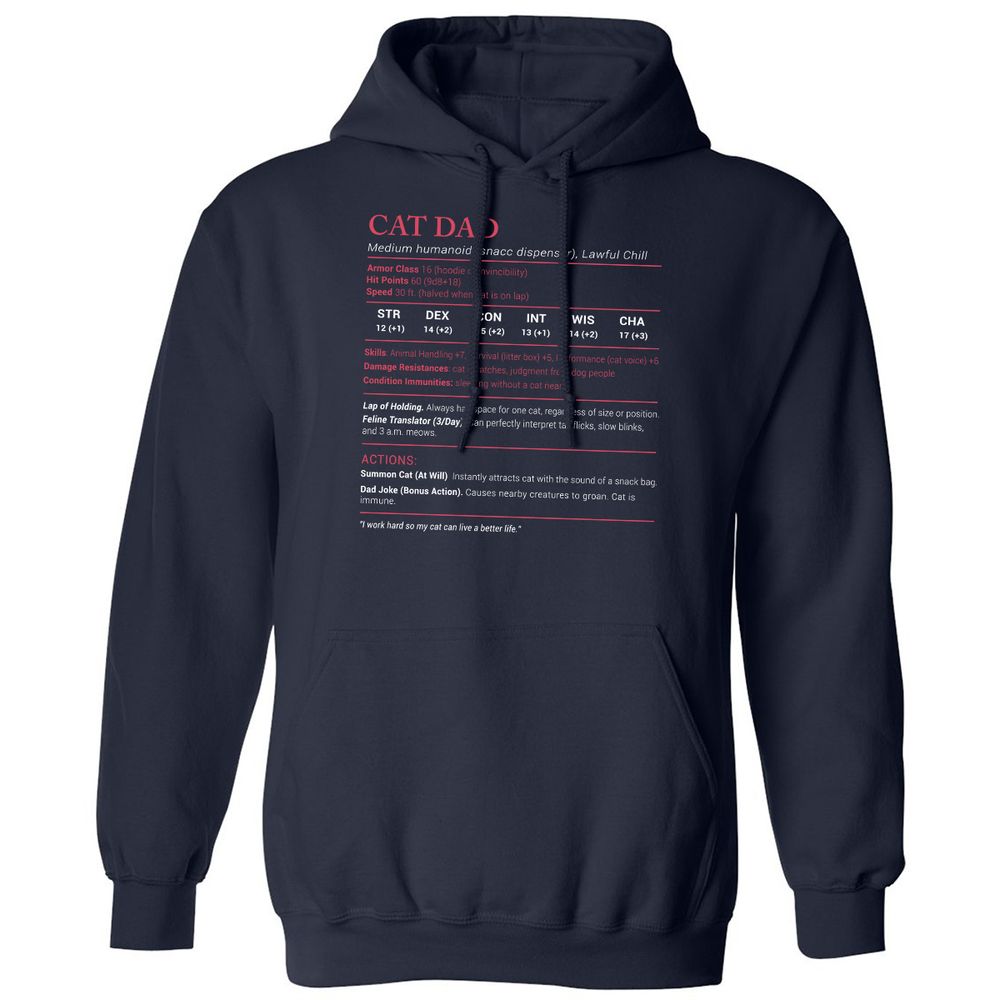 Cat Dad Stats Classic Unisex Hoodie - Navy - 2