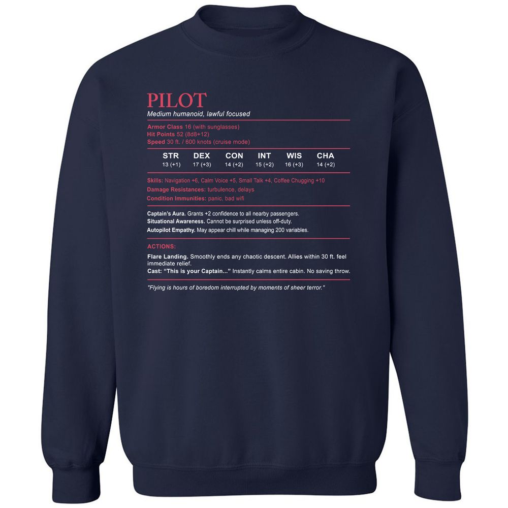 Pilot Stats Classic Unisex Sweatshirt - Navy - 2