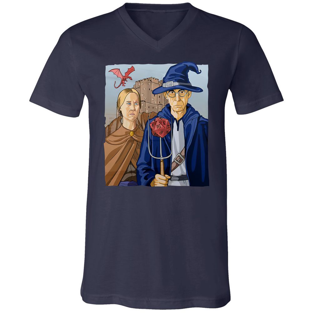 DnD Gothic Unisex V-Neck T-Shirt - Navy - 2