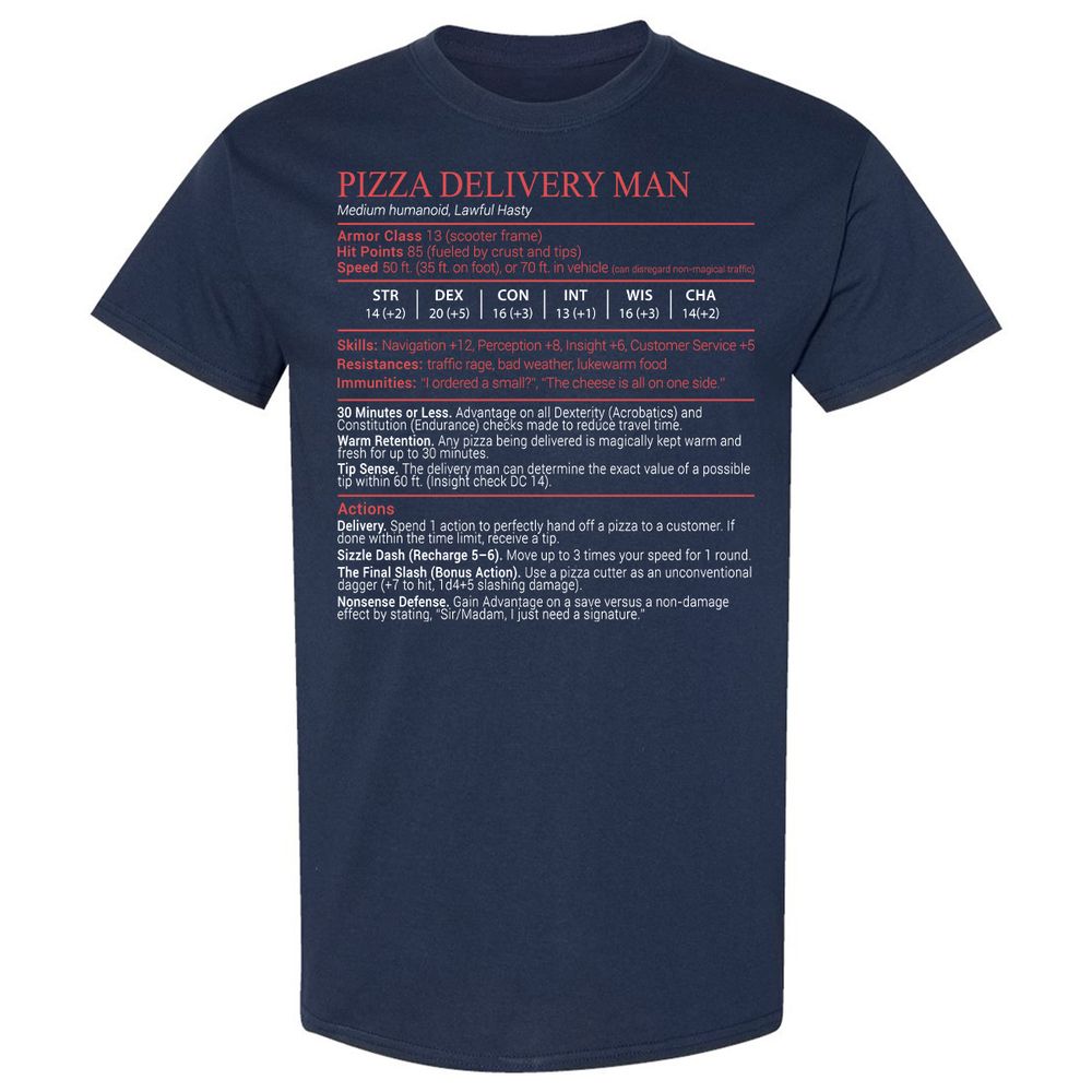 Pizza Delivery Man Stats Block - Navy - 2