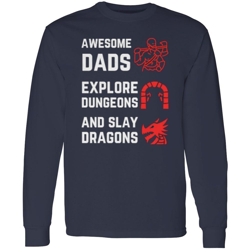Awesome Dad Fathers Day Long Sleeve T-Shirt - Navy - 2