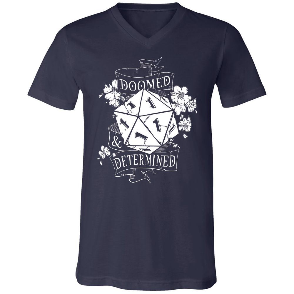 Doomed Determined Unisex V-Neck T-Shirt - Navy - 2