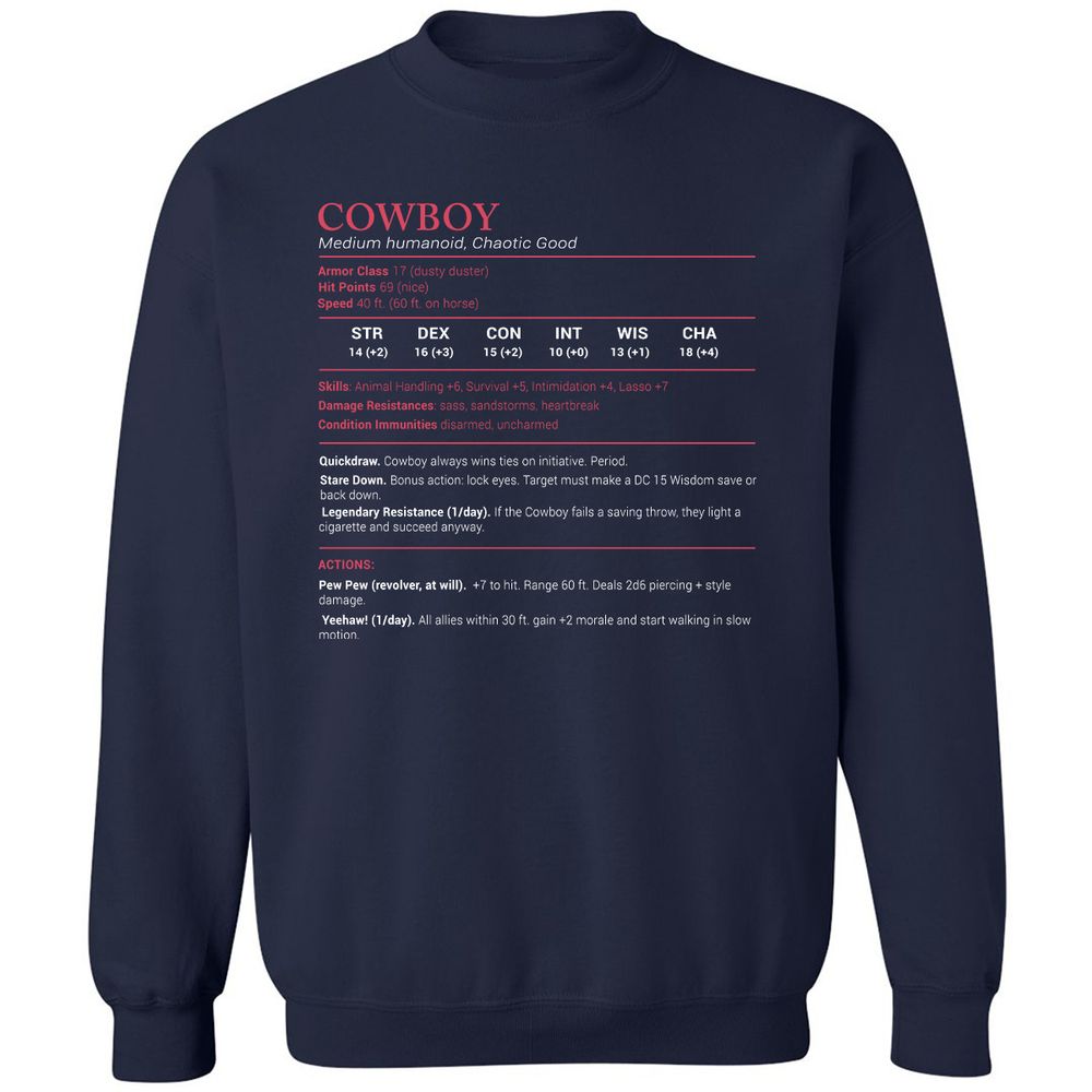 Cowboy Stats Classic Unisex Sweatshirt - Navy - 2
