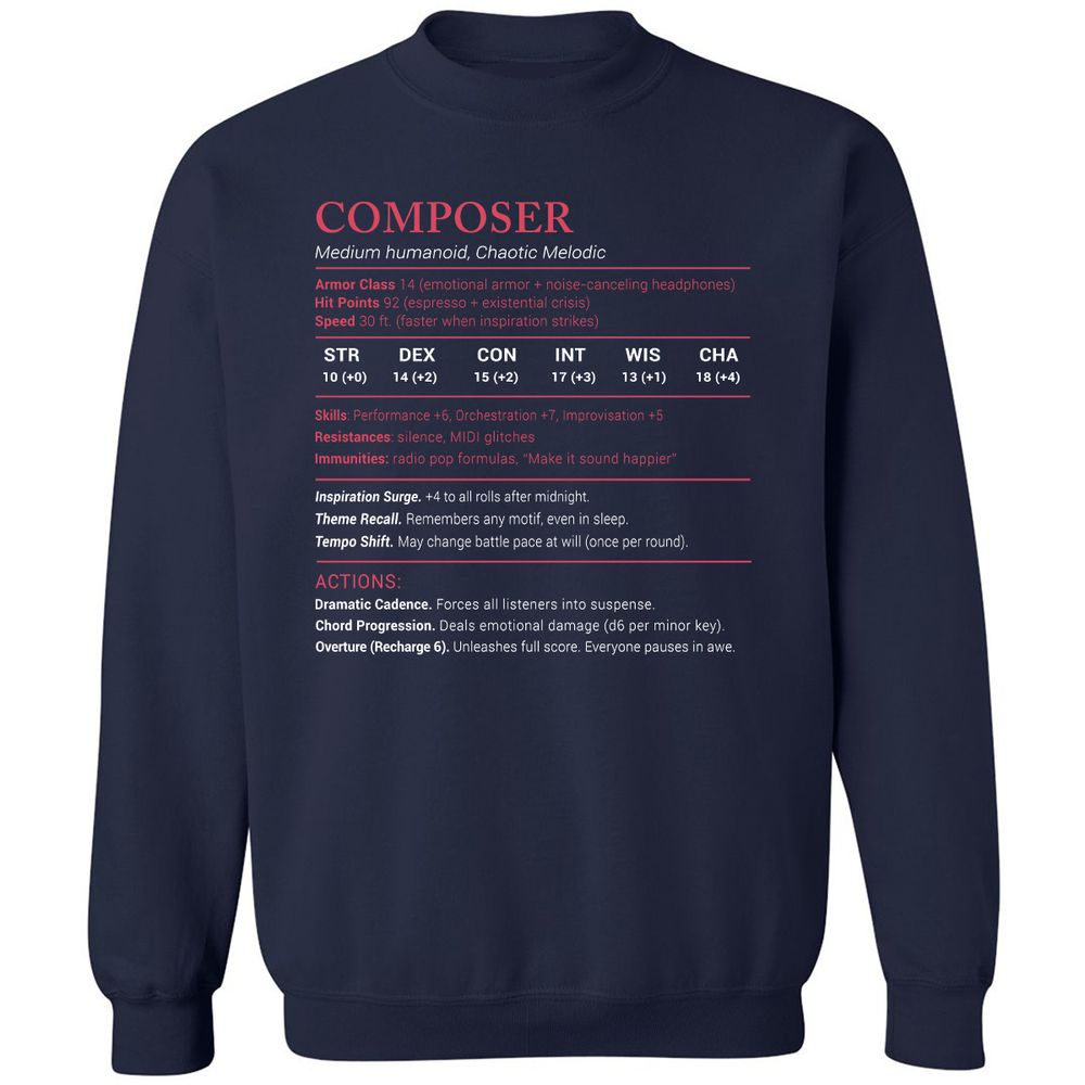 Composer Stats Classic Unisex Sweatshirt - Navy - 2