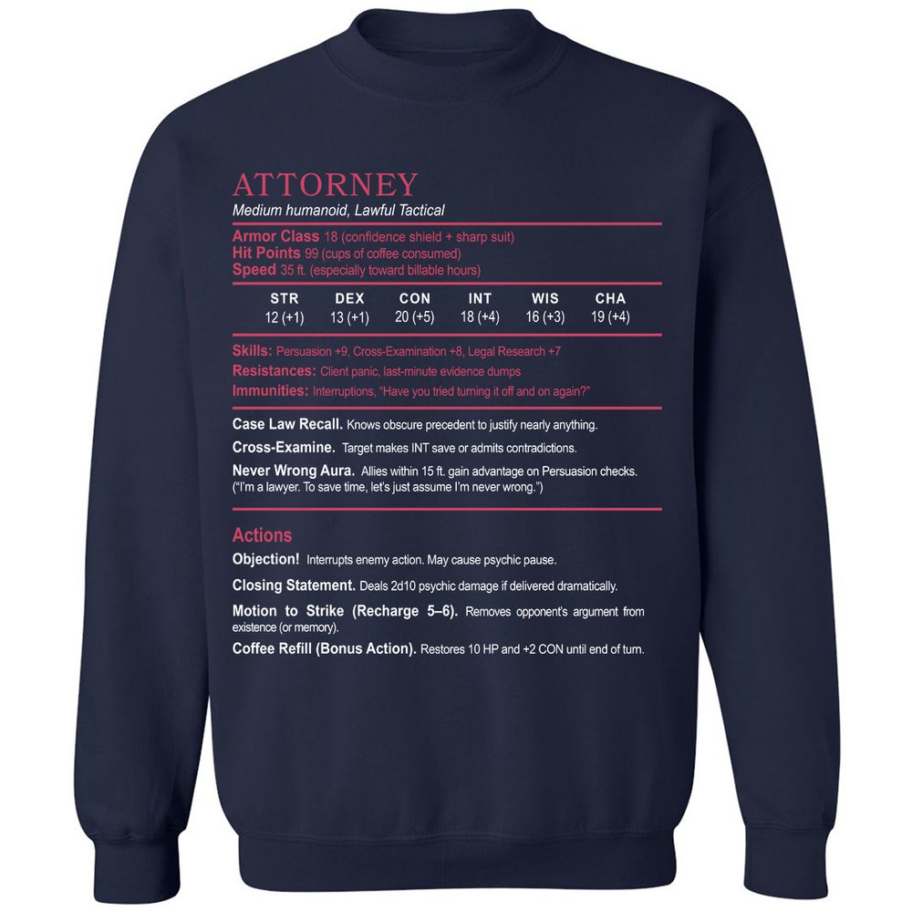 Attorney Classic Unisex Sweatshirt - Navy - 2