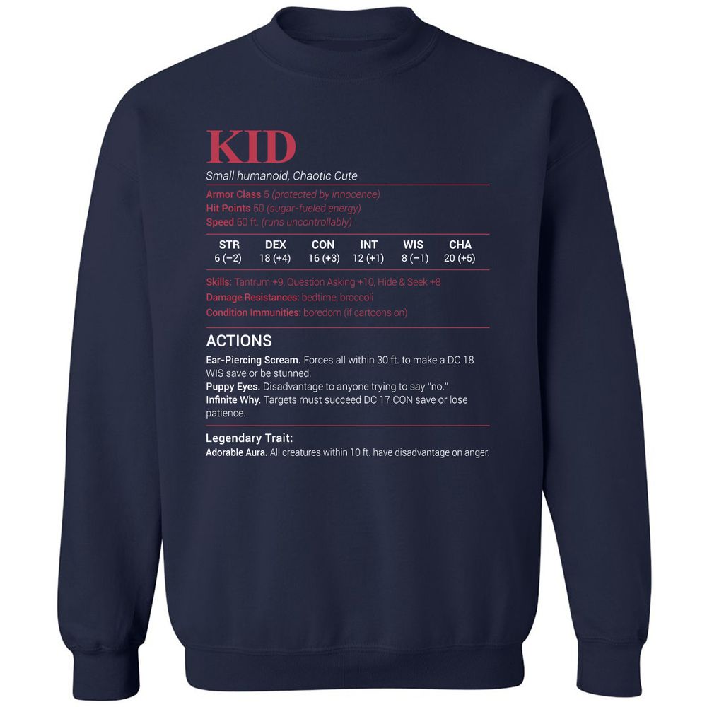 Kid Stats Classic Unisex Sweatshirt - Navy - 2