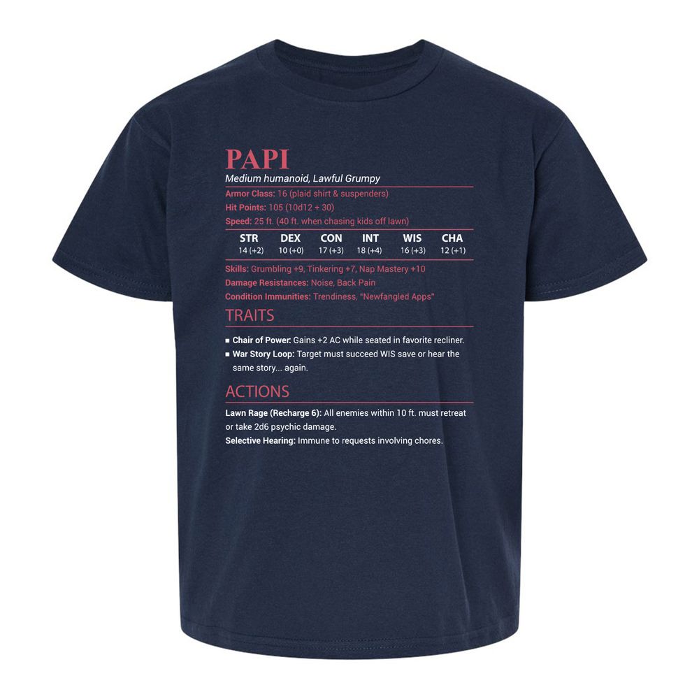 Papi Stats Kids T-Shirt - Navy - 2
